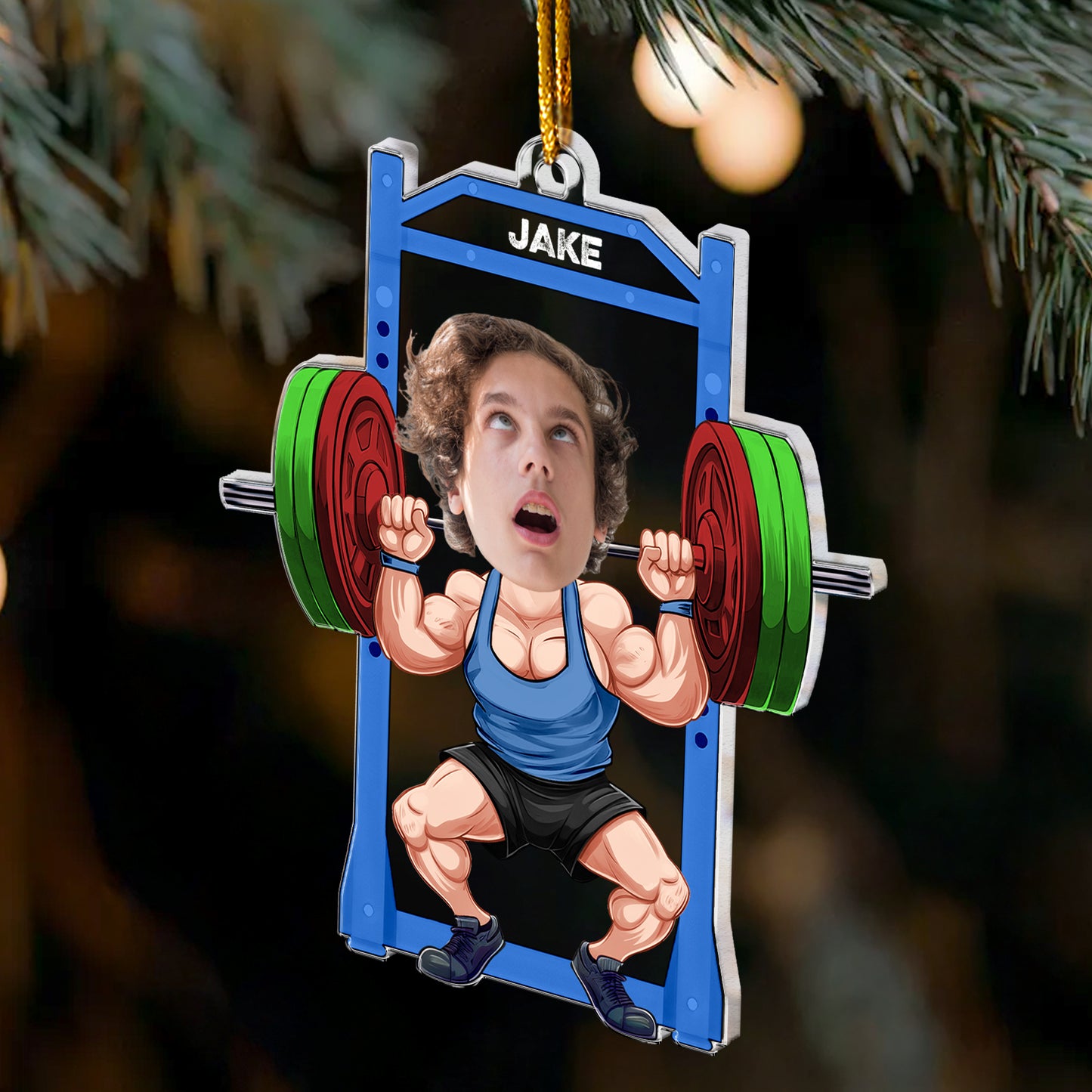 Gym Workout Weight Lifting Funny - Personalized Acrylic Photo Ornament