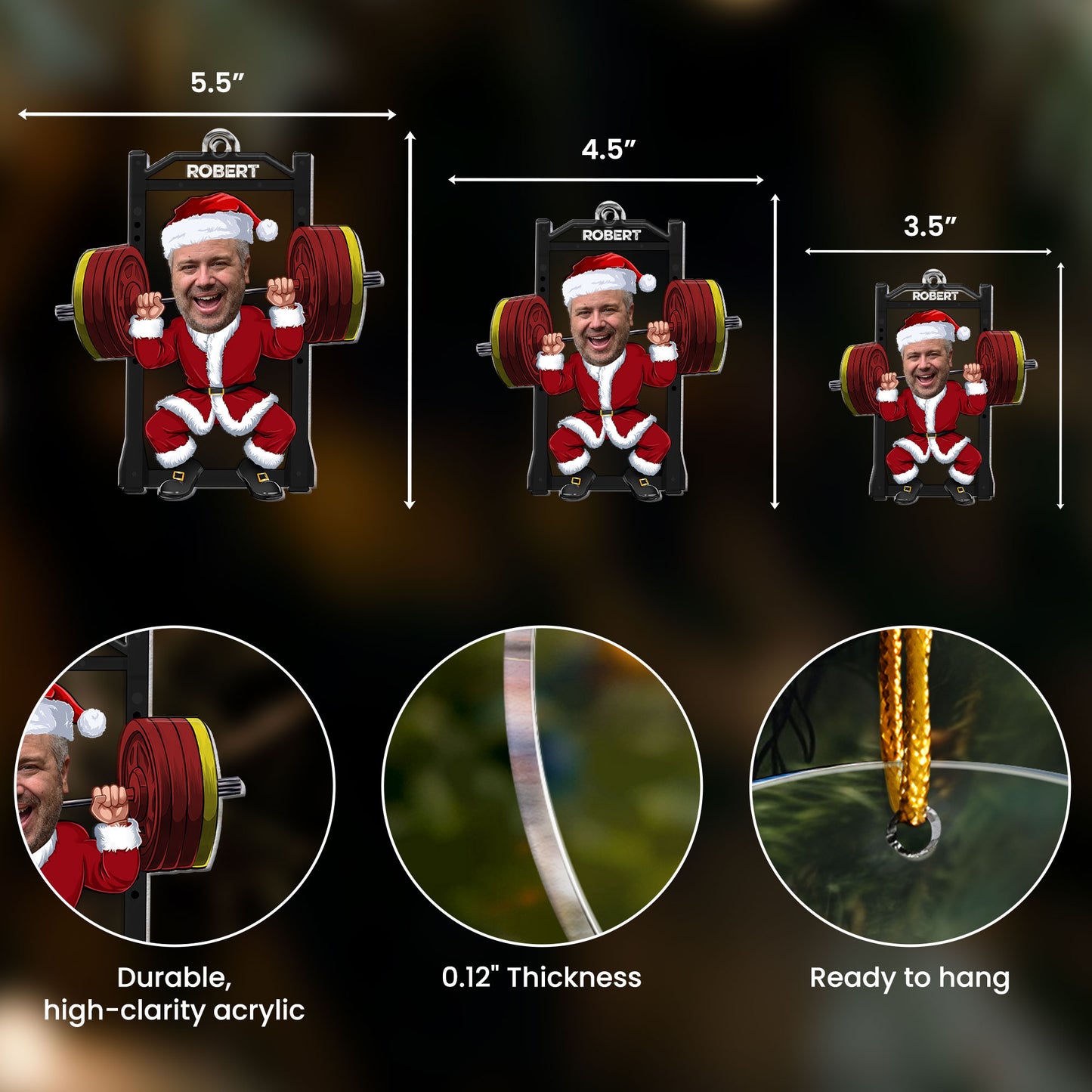 Gym Workout Weight Lifting Funny - Personalized Acrylic Photo Ornament