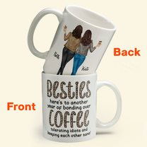 Here's To Another Year Of Bonding Over Coffee - Personalized Mug - Birthday, New Year Gift For Besties, Soul Sisters, Sistas, BFF, Friends - Leopard Pattern Jacket Women