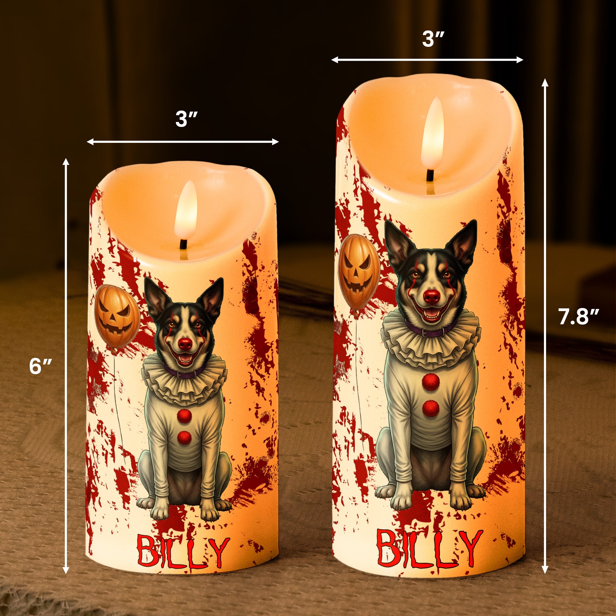 Halloween-Decor-Custom-Pet-Photo-Happy-Howloween-Scary-Clown-Personalized-Candles