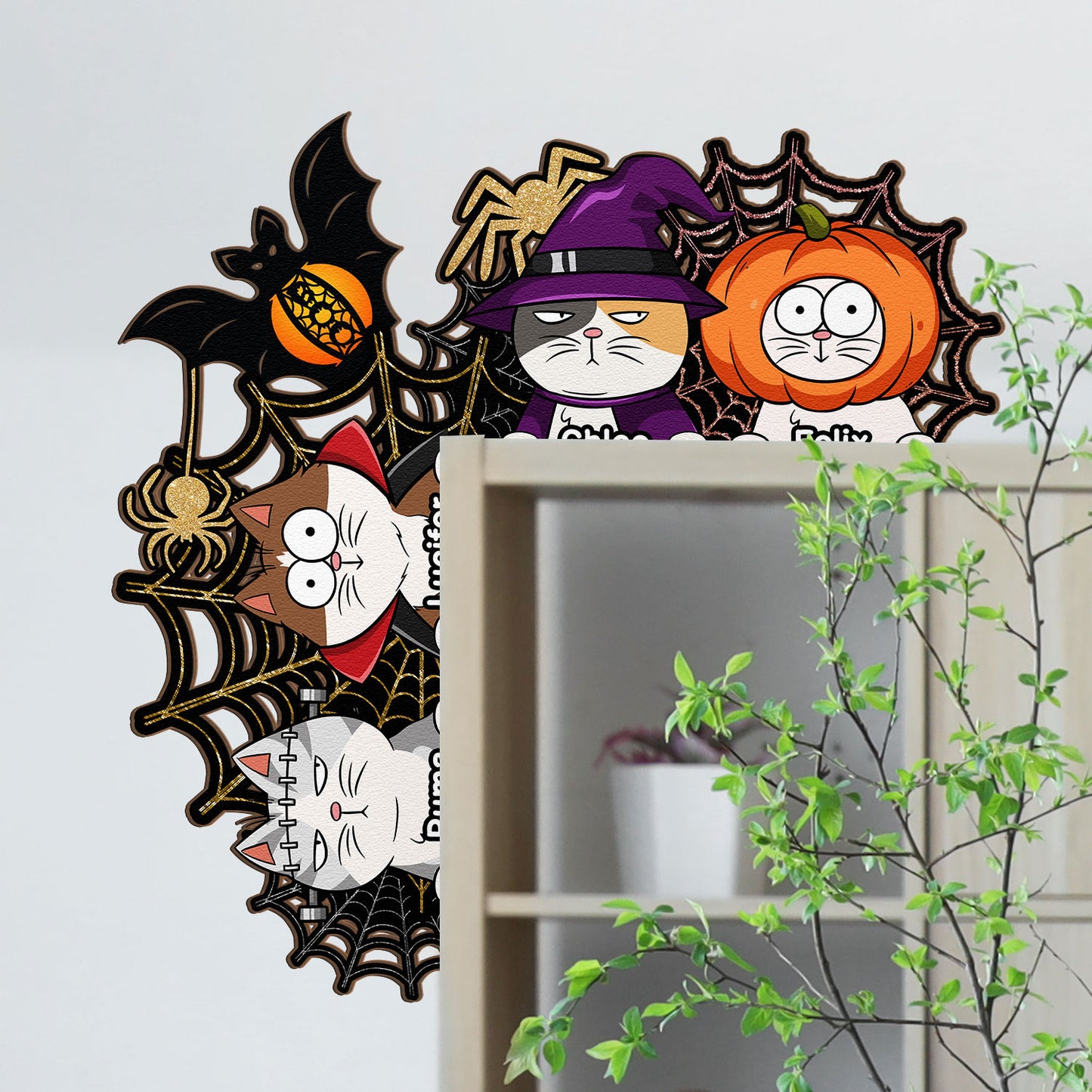 Halloween Cats - Personalized Door Corner Wood Sign