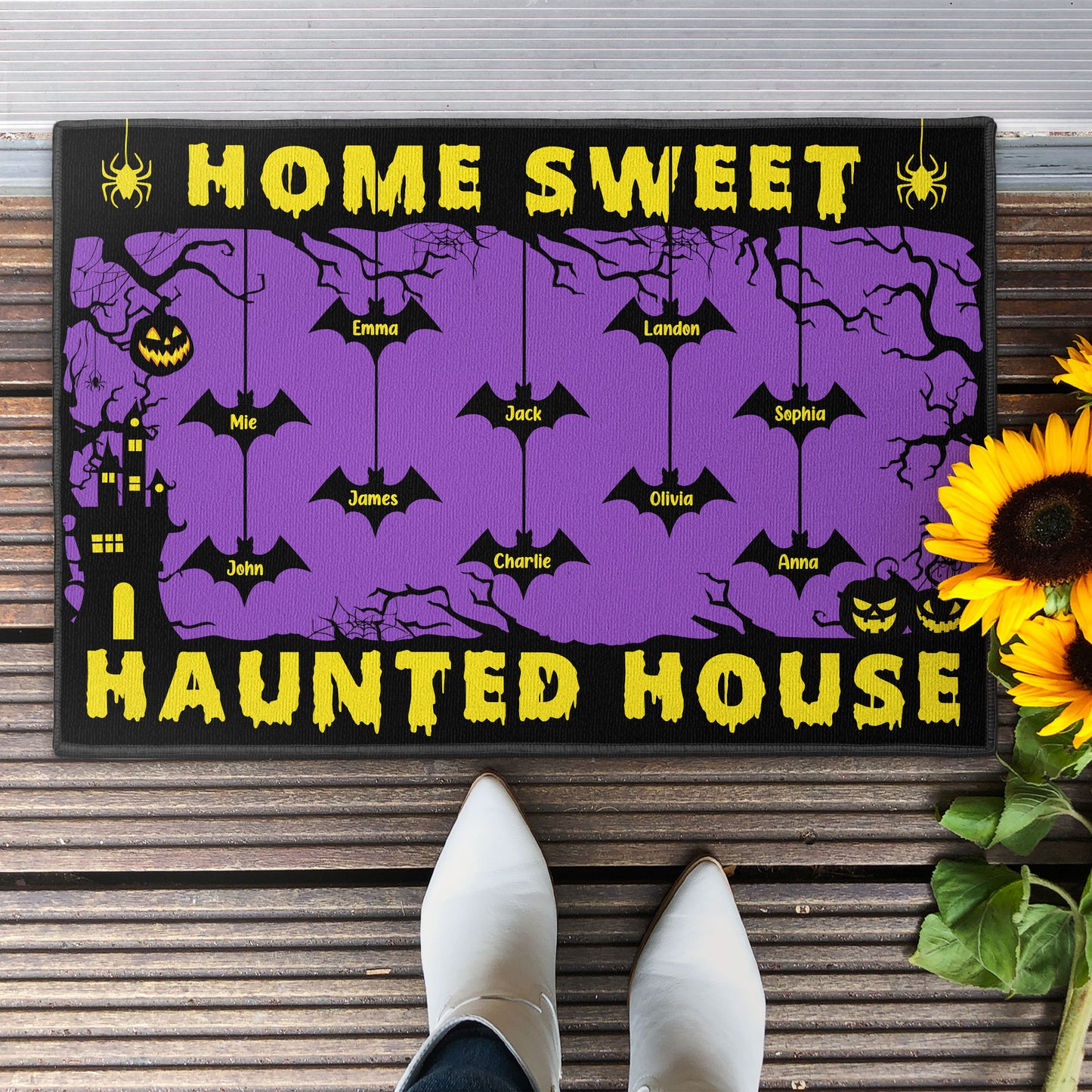 Halloween Custom Family Home Sweet Haunted House - Personalized Doormat