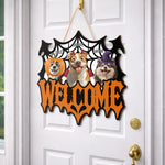 Halloween Decor Welcome Sign Gift For Pet Lover - Personalized Wood Sign
