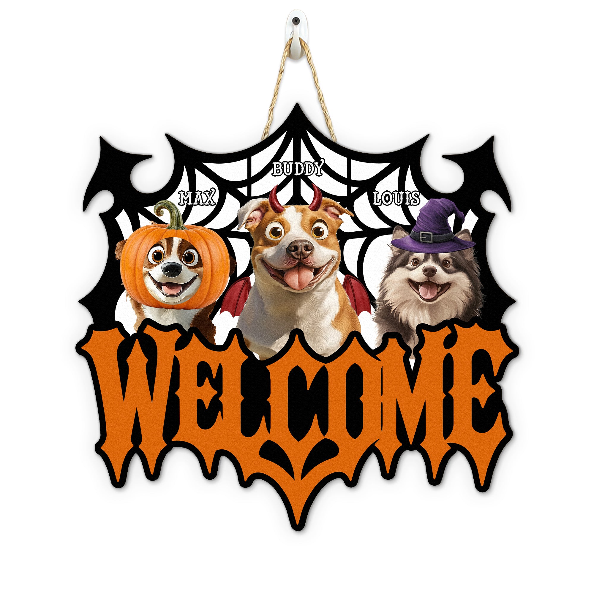 Halloween Decor Welcome Sign Gift For Pet Lover - Personalized Wood Sign