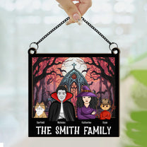 Halloween Family Monster Characters - Personalized Window Hanging Suncatcher Ornament