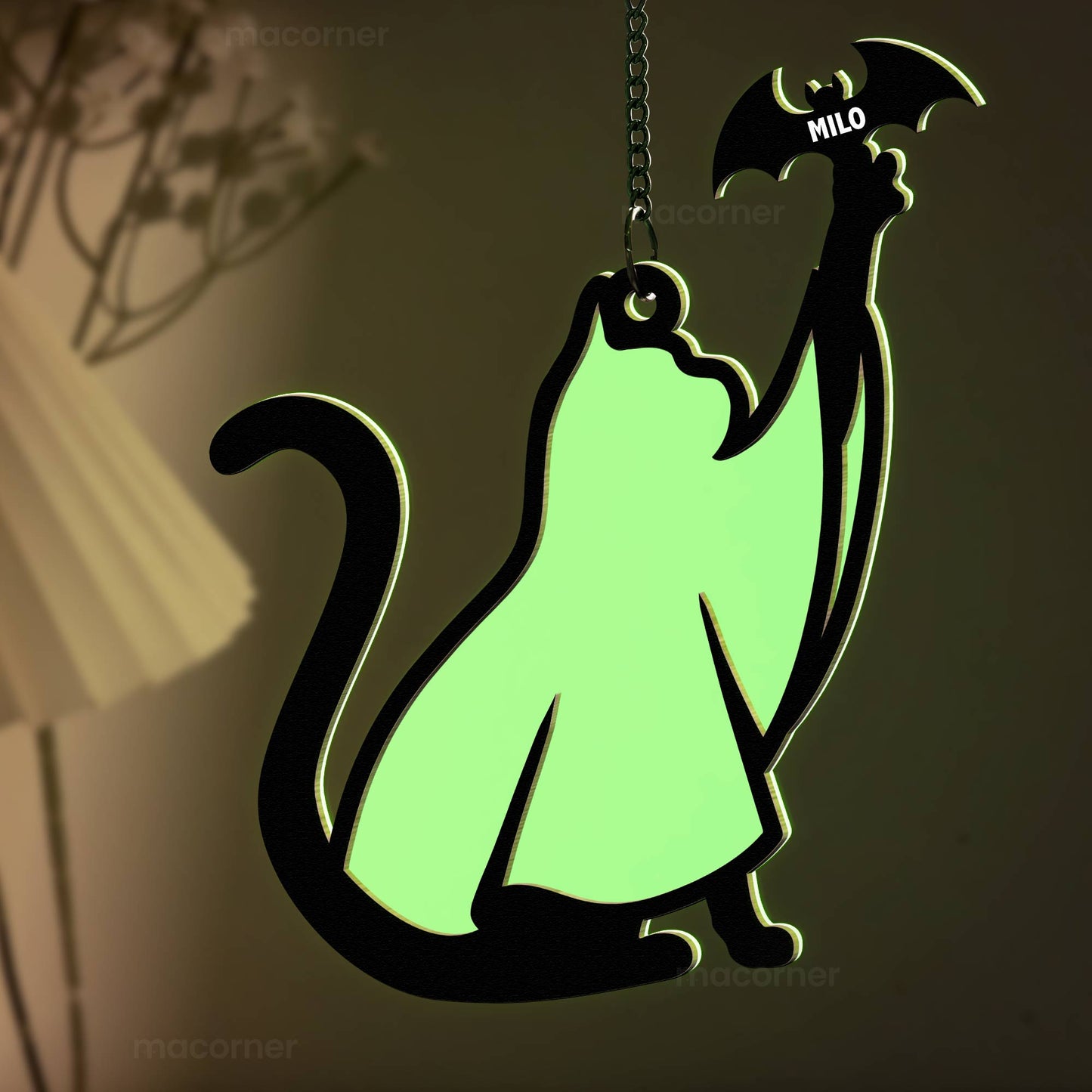 Halloween Ghost Cat - Personalized Window Hanging Luminous Ornament