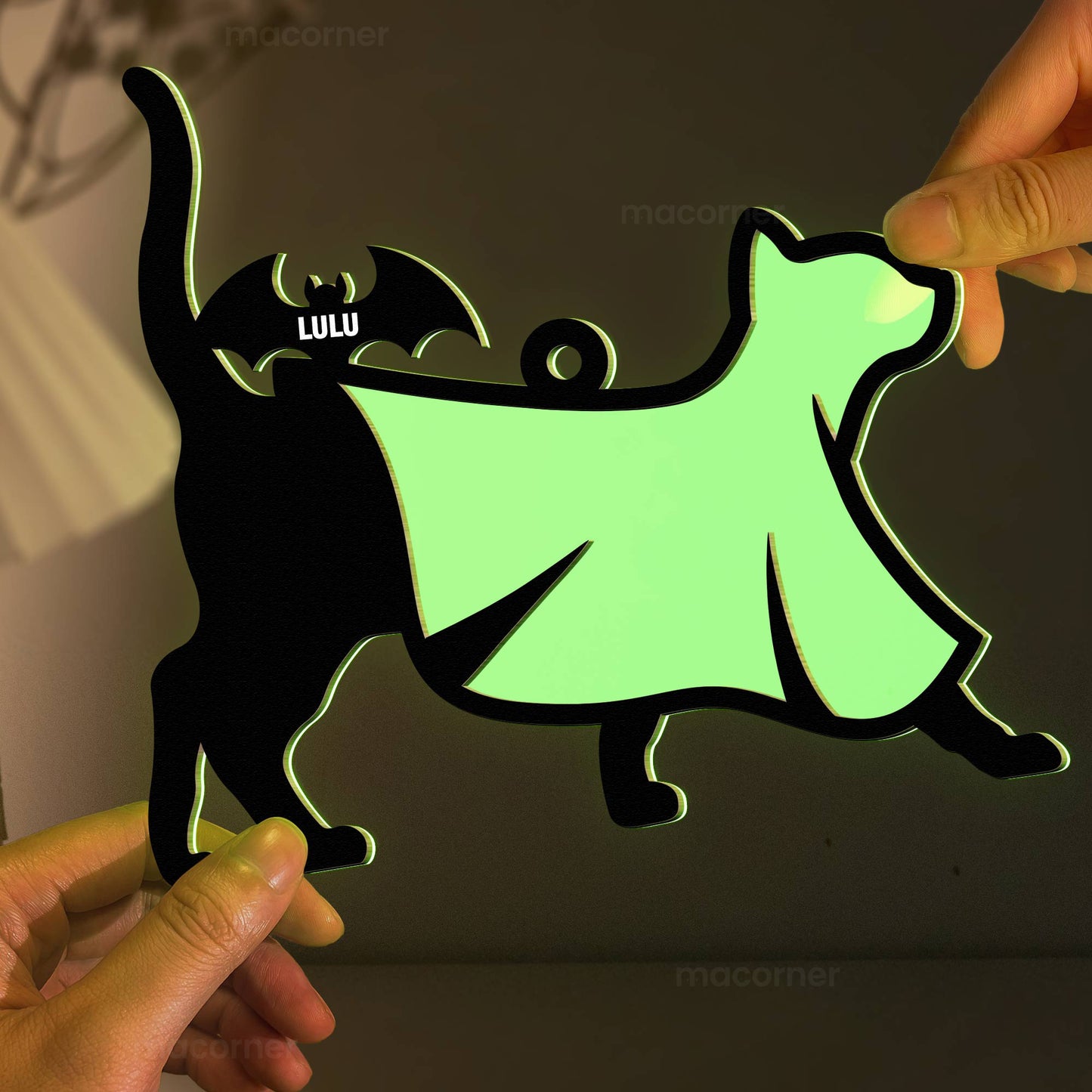 Halloween Ghost Cat - Personalized Window Hanging Luminous Ornament