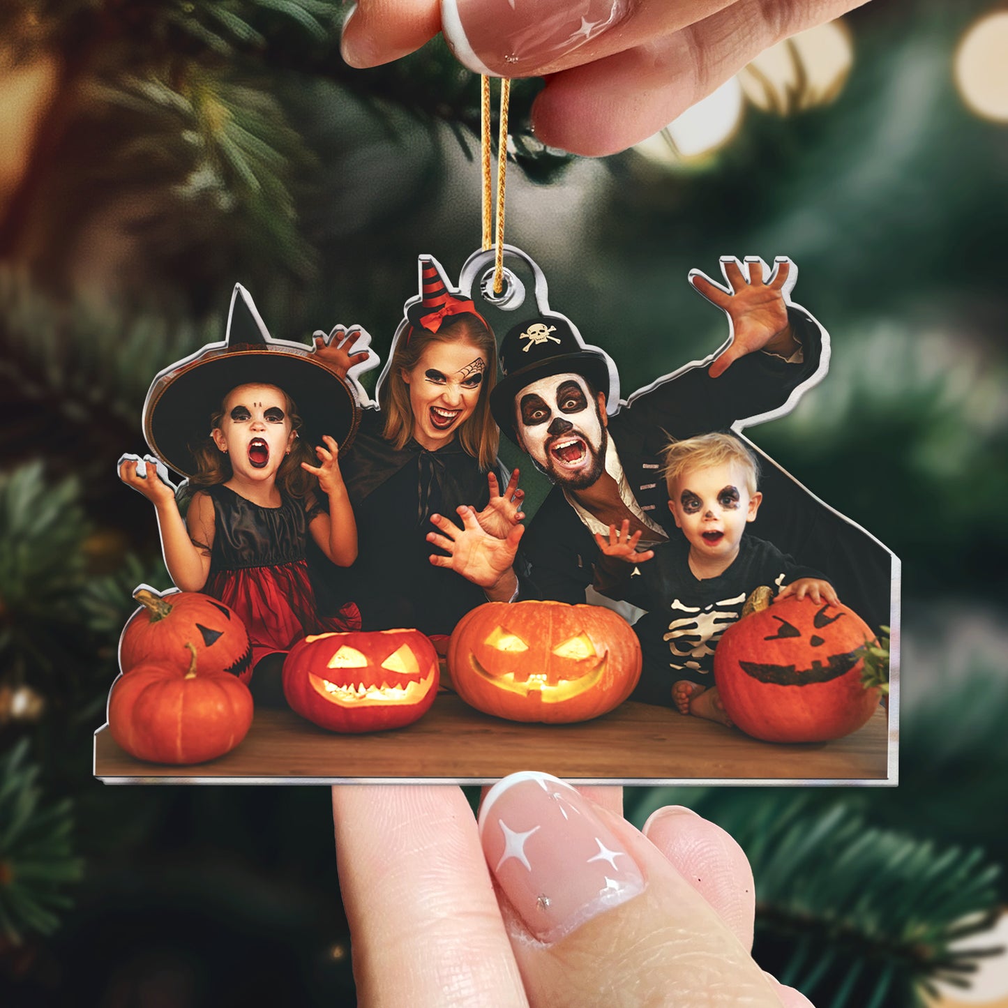 Halloween Happy Family - Personalized Acrylic Photo Ornament