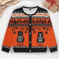 Halloween Pet Pumpkins Dog Cat Skeleton Wizard - Personalized Crewneck Cardigan