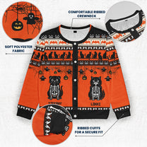 Halloween Pet Pumpkins Dog Cat Skeleton Wizard - Personalized Crewneck Cardigan