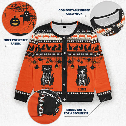 Halloween Pet Pumpkins Dog Cat Skeleton Wizard - Personalized Crewneck Cardigan