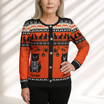 Halloween Pet Pumpkins Dog Cat Skeleton Wizard - Personalized Crewneck Cardigan