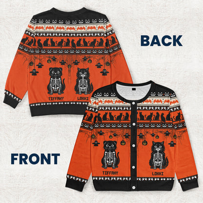 Halloween Pet Pumpkins Dog Cat Skeleton Wizard - Personalized Crewneck Cardigan