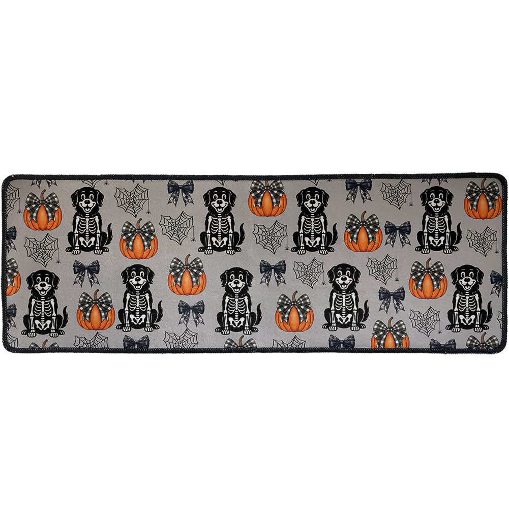 Halloween Pet Pumpkins Spiderwebs Coquette Bows Pattern - Personalized Runner Rug