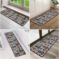 Halloween Pet Pumpkins Spiderwebs Coquette Bows Pattern - Personalized Runner Rug