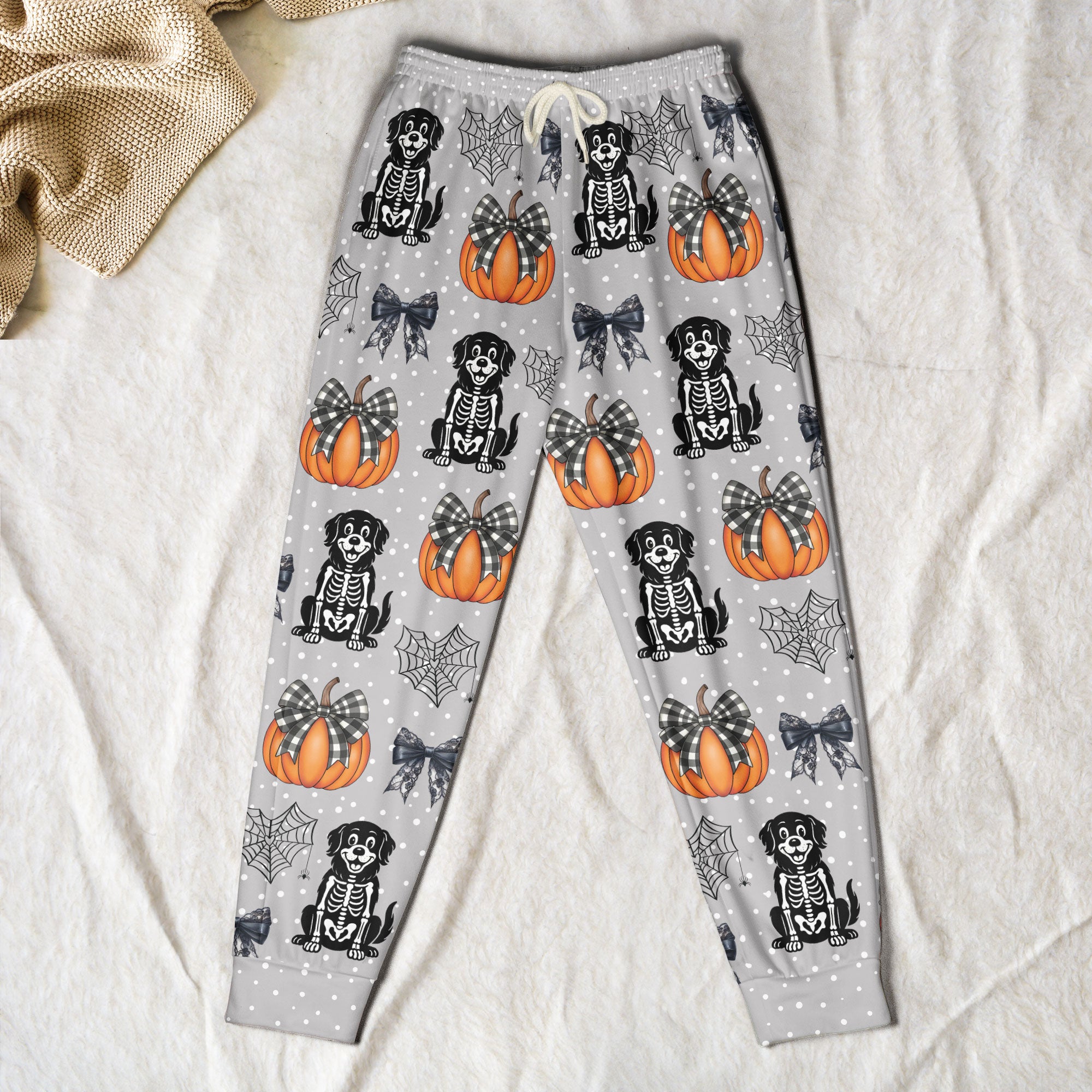Halloween Pet Pumpkins Spiderwebs Coquette Bows - Personalized Sweatpants