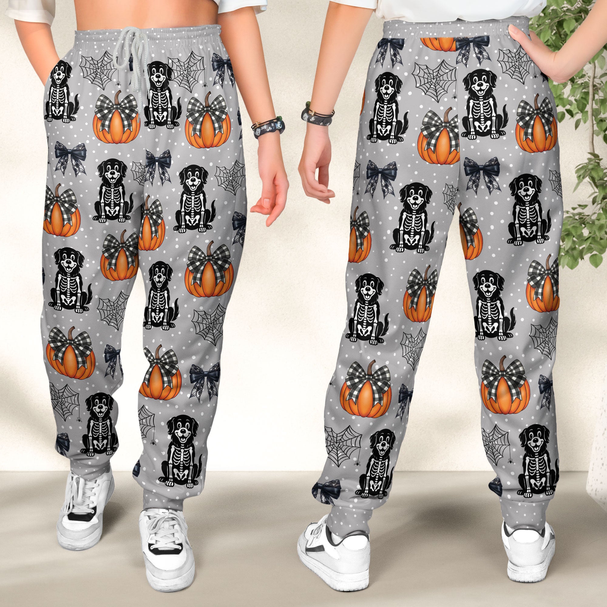 Halloween Pet Pumpkins Spiderwebs Coquette Bows - Personalized Sweatpants