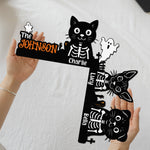 Halloween Skeleton Pet With Custom Family Name - Personalized Door Corner Wood Sign