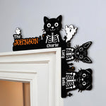 Halloween Skeleton Pet With Custom Family Name - Personalized Door Corner Wood Sign