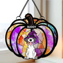 Halloween Time With My Pet - Personalized Window Hanging Suncatcher Ornament