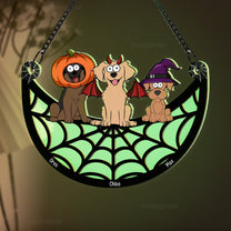 Halloween With Dogs Cats Babies - Personalized Window Hanging Luminous Ornament