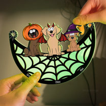 Halloween With Dogs Cats Babies - Personalized Window Hanging Luminous Ornament