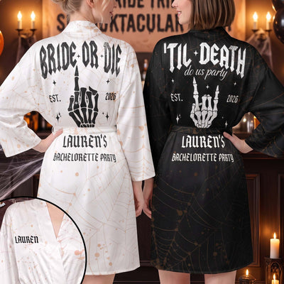 Halloween Bachelorette Party Bride Or Die - Personalized Robe