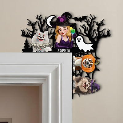 Halloween Door Corner Witch And Pets Home Decor - Personalized Door Corner Decor