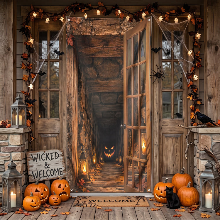 Halloween-Door-Decorations-Creepy-Scary-Pumpkin-Tunnel-Personalized-Door-Cover-2