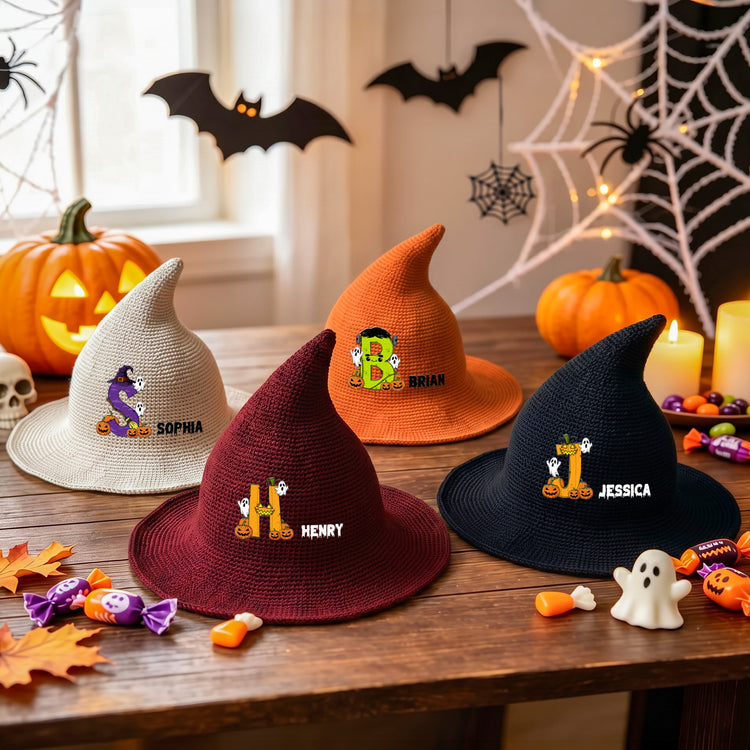 Halloween-Hat-Initial-Letter-Gift-For-Kids-Personalized-Witch-Hat-2