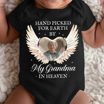 Hand Picked For Earth By My Loved One In Heaven - Personalized Photo Baby Bodysuit