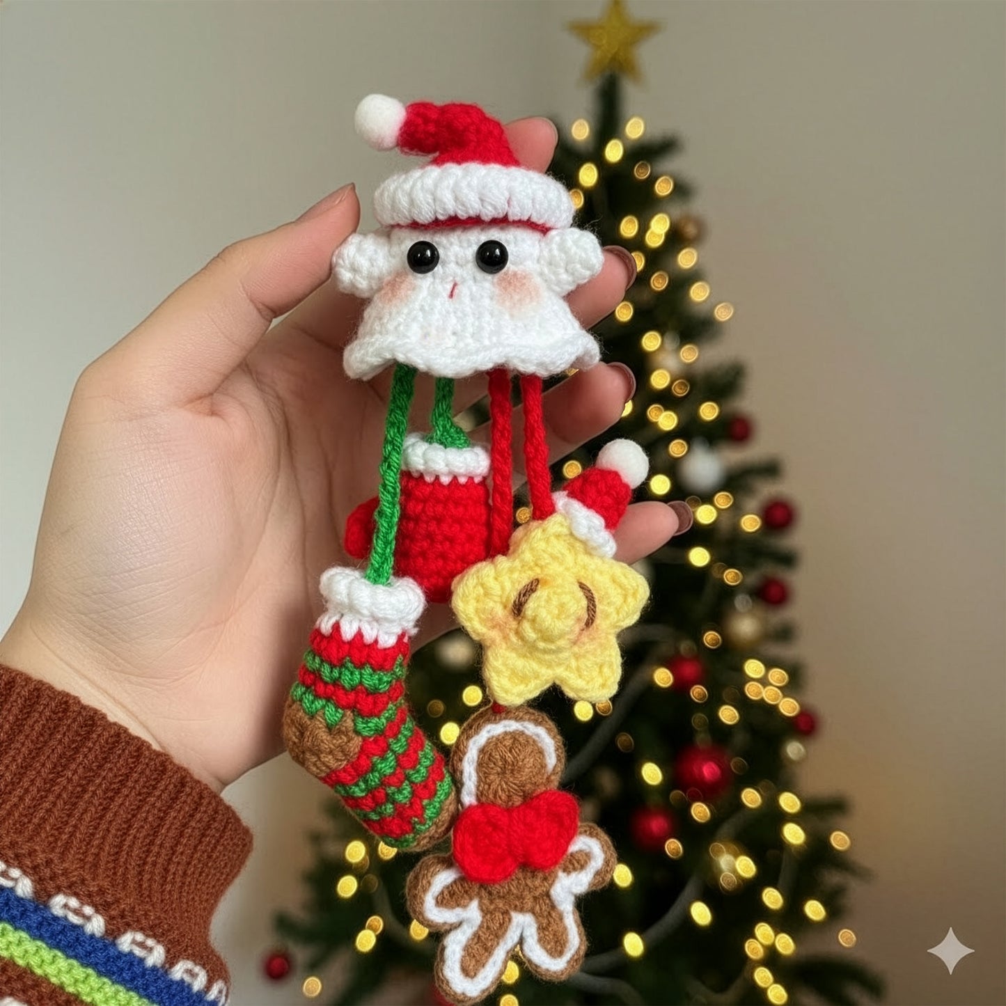 Handmade Christmas Boo Hanging Decor - Crochet Ornament