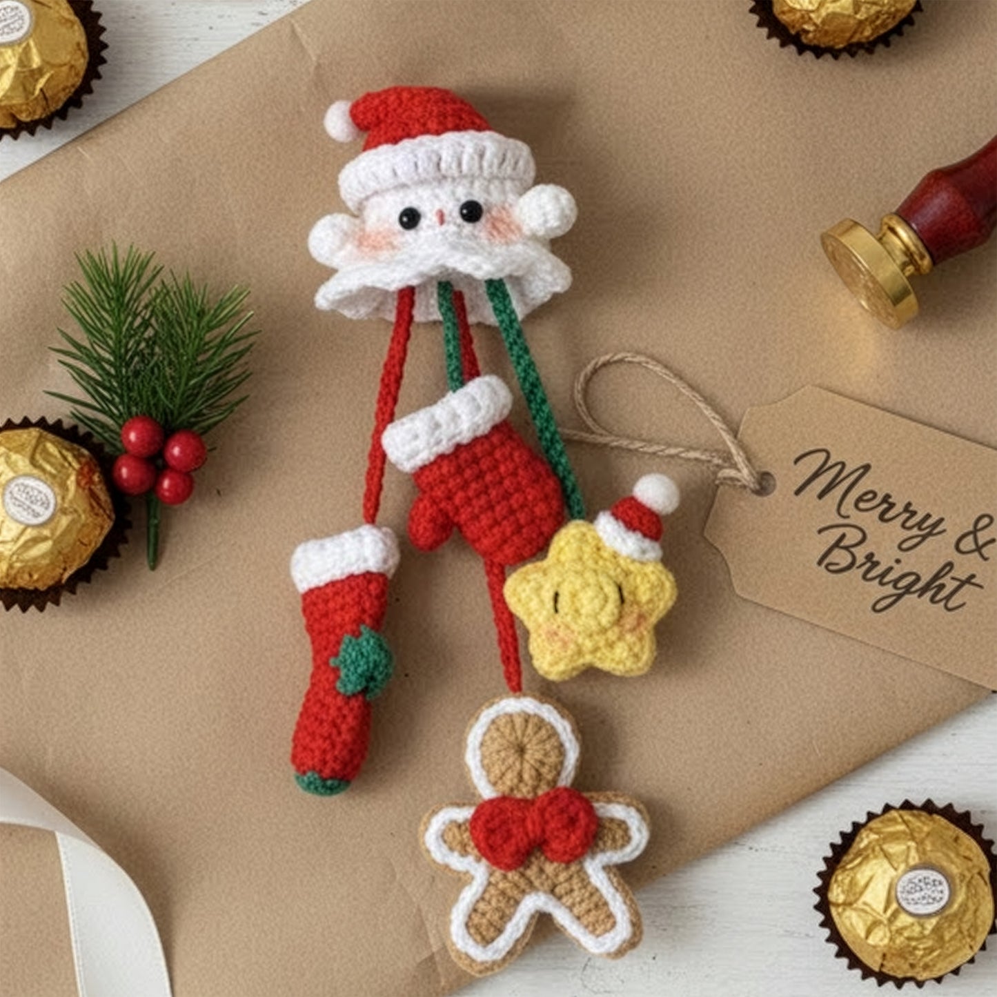 Handmade Christmas Boo Hanging Decor - Crochet Ornament