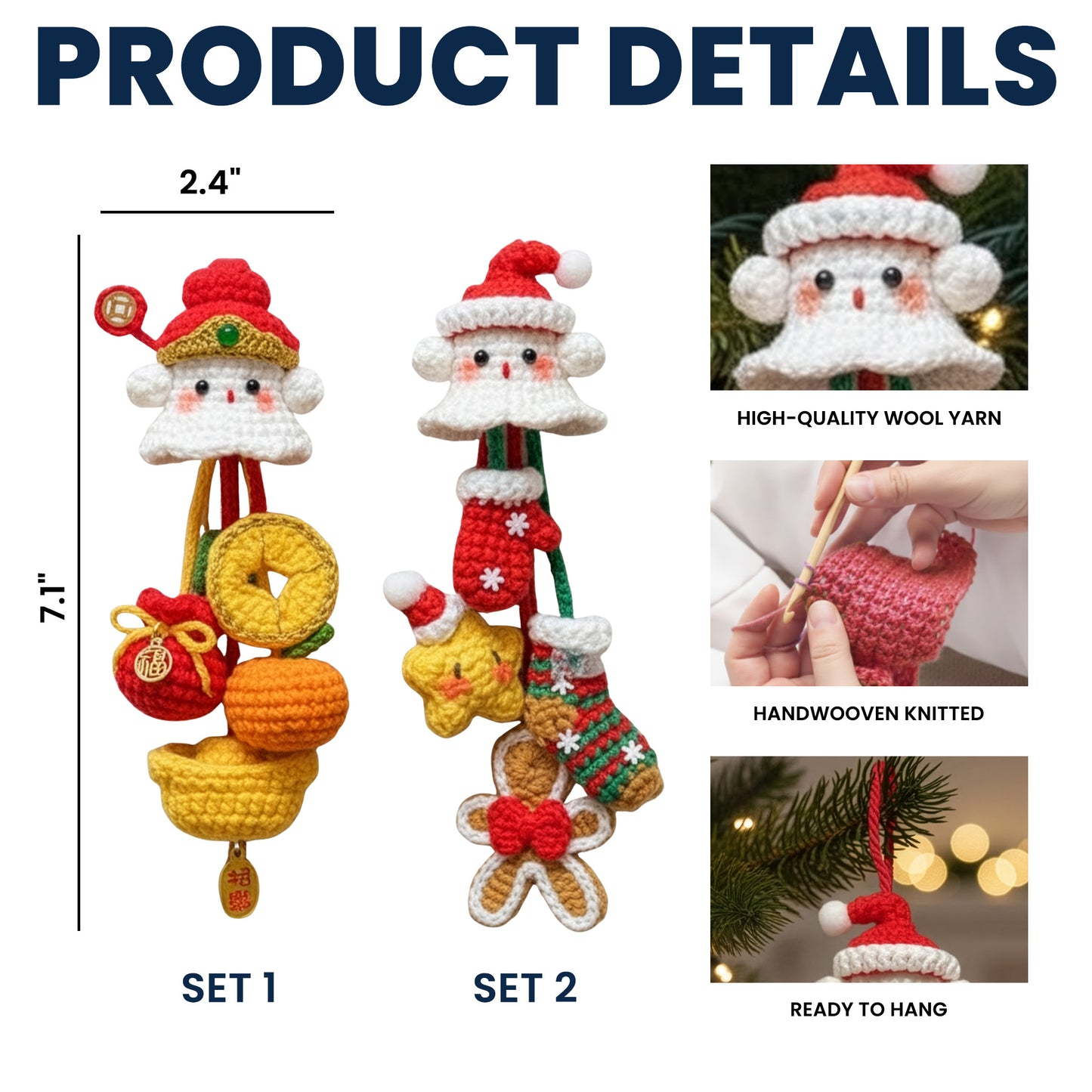 Handmade Christmas Boo Hanging Decor - Crochet Ornament