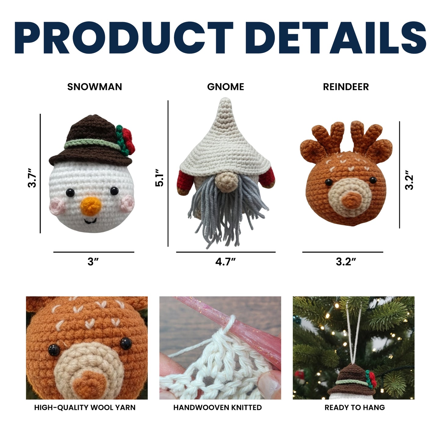 Handmade Christmas Friends Set - Personalized Crochet Ornament