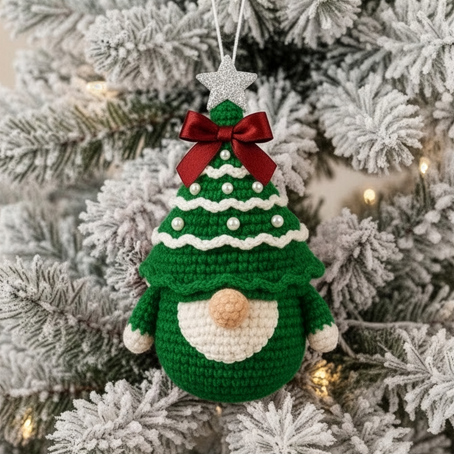 Handmade Christmas Gnome Set - Personalized Crochet Ornament