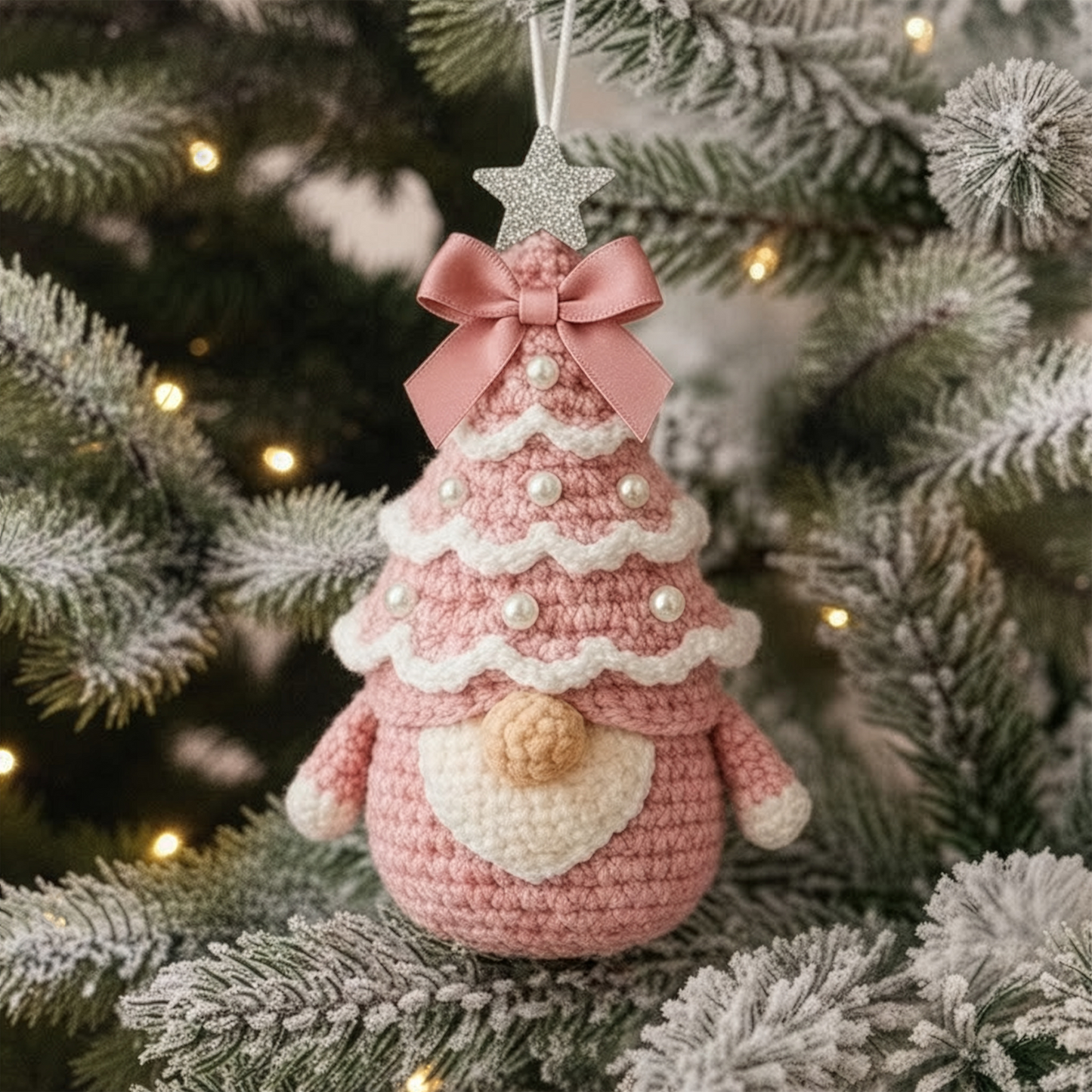 Handmade Christmas Gnome Set - Personalized Crochet Ornament