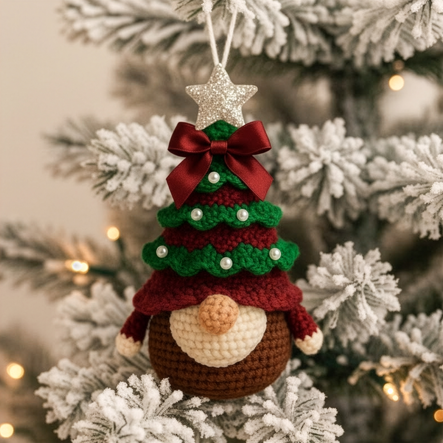 Handmade Christmas Gnome Set - Crochet Ornament
