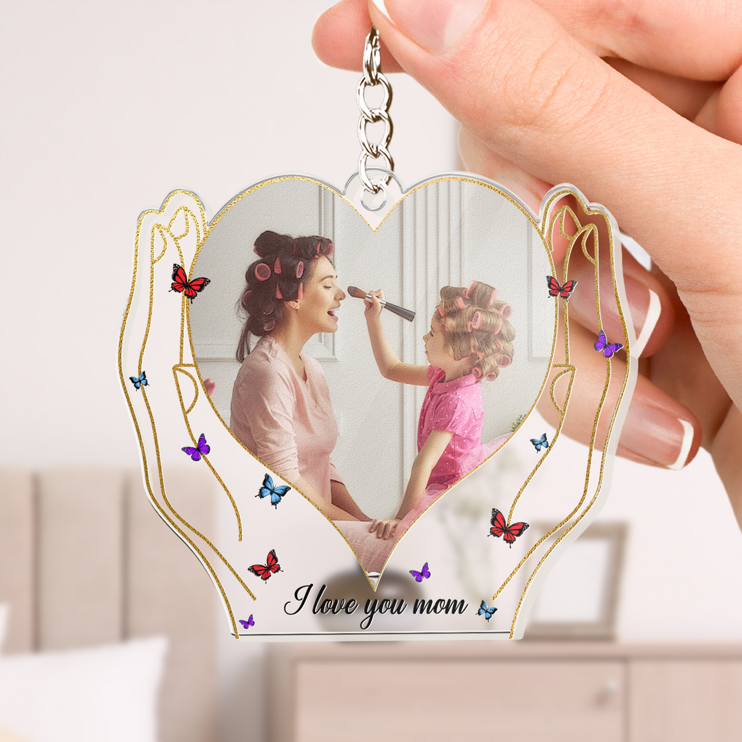 Hands Holding Love - Personalized Acrylic Photo Keychain