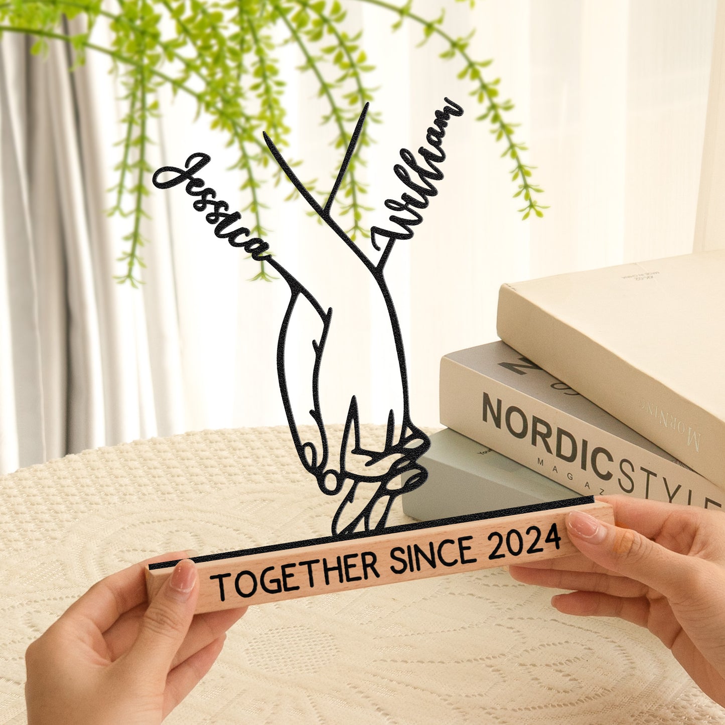 Hands Standee, Couple Holding Hand - Personalized Metal Desk Silhouette Sculpture