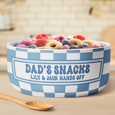 Hands Off His Snacks Gift For Him Dad Grandpa - Personalized Ceramic Bowl