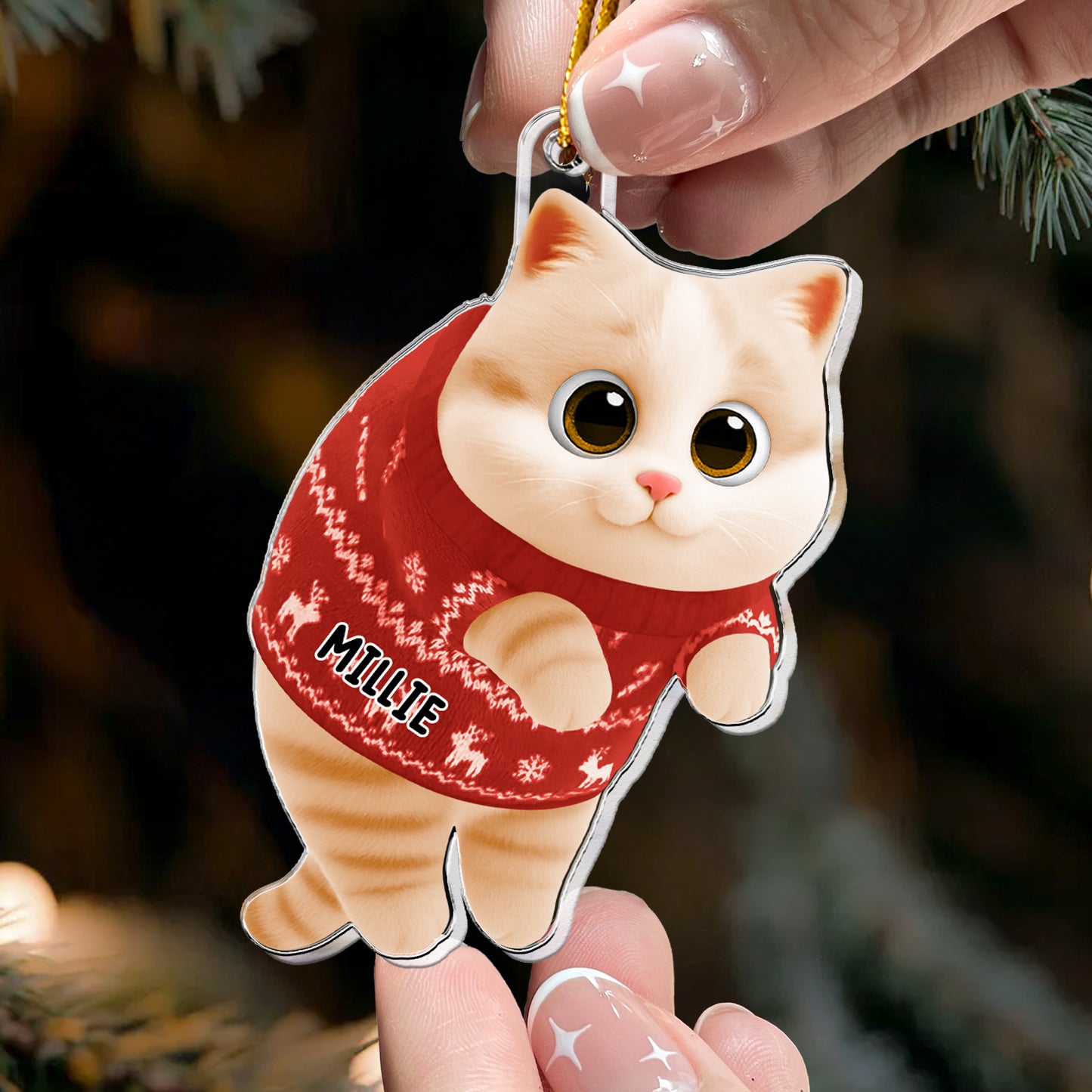 Hanging Cat - New Version - Personalized Acrylic Ornament