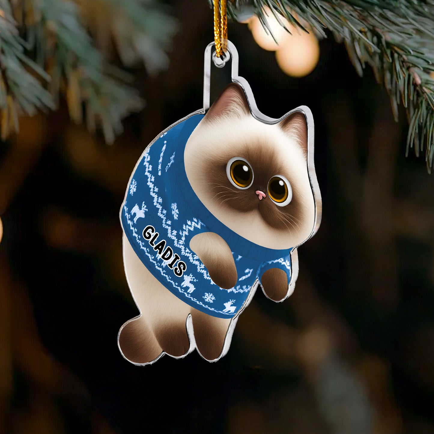 Hanging Cat - New Version - Personalized Acrylic Ornament