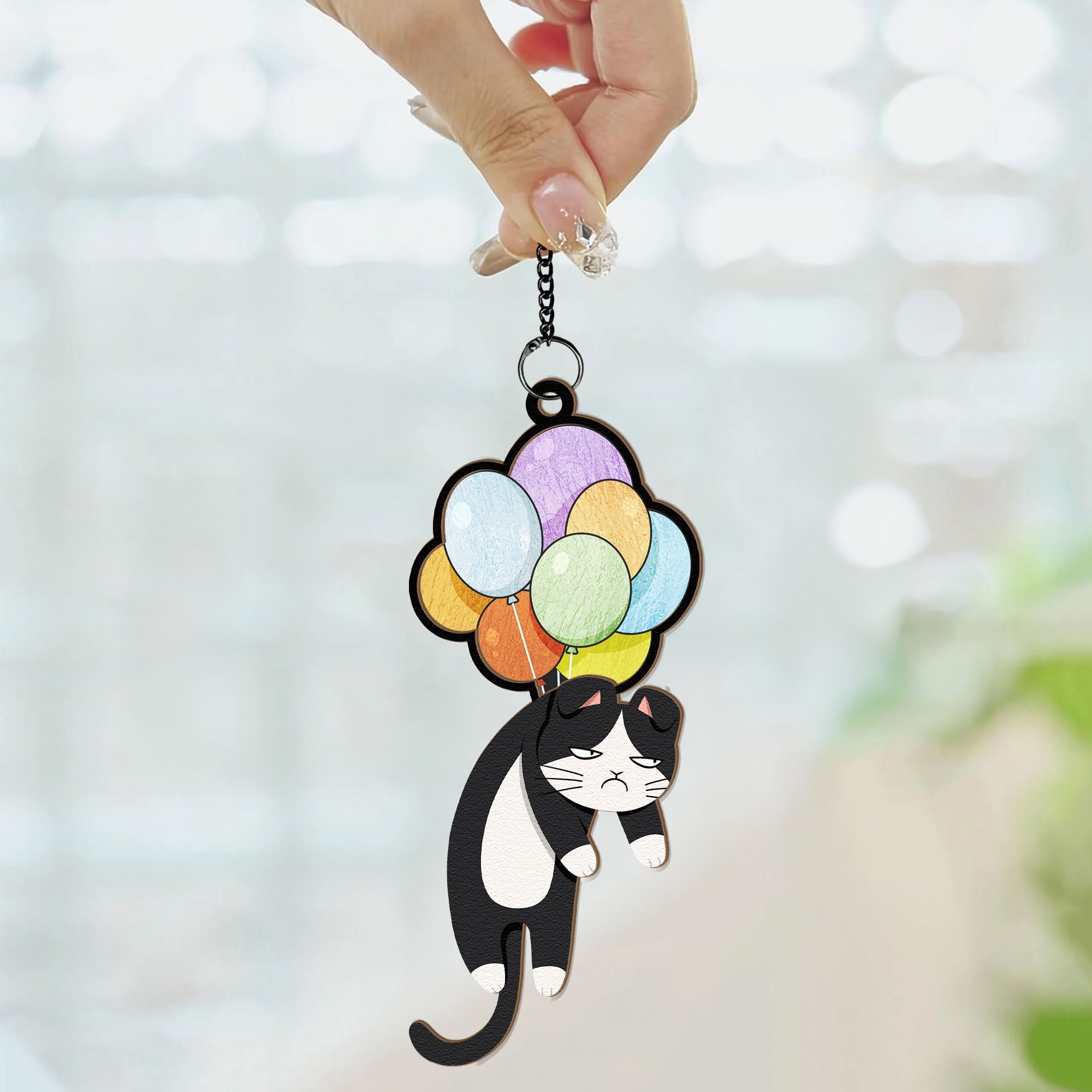 Hanging Cat - Personalized Window Hanging Suncatcher Ornament