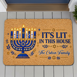 Hanukkah Decorations, Seasonal Decor Happy Hanukkah - Personalized Doormat