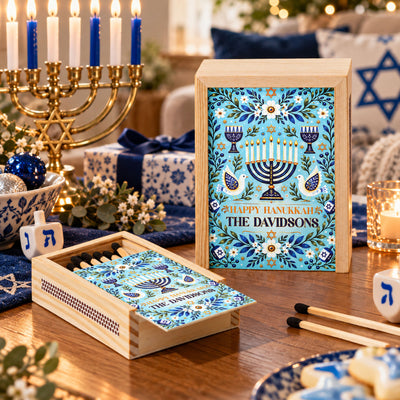 Hanukkah Matches - Jewish Holiday Favors - Hanukkah Party Personalized Favors - Personalized Wooden Matchbox