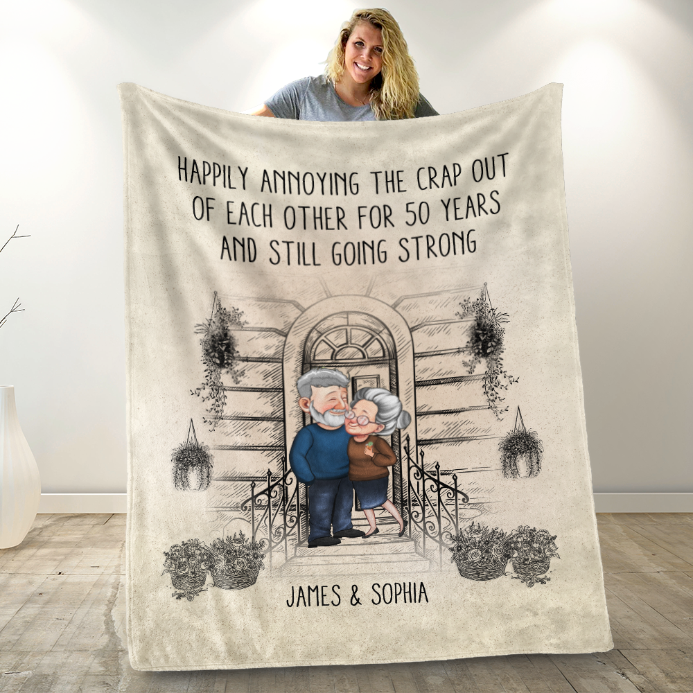 Happily Annoying The Crap Out Of Each Other - Personalized Blanket