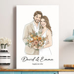 Happily Ever After Wedding Anniversary Gift For Her, Him Watercolor Art - Personalized Poster