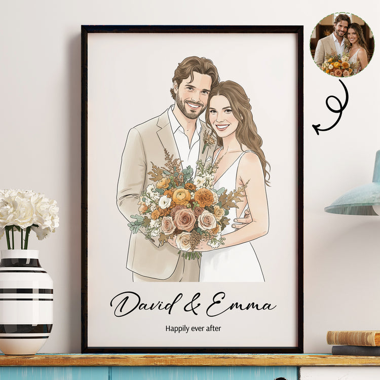 Happily-Ever-After-Wedding-Anniversary-Gift-For-Her-Him-Watercolor-Art-Personalized-Poster-1