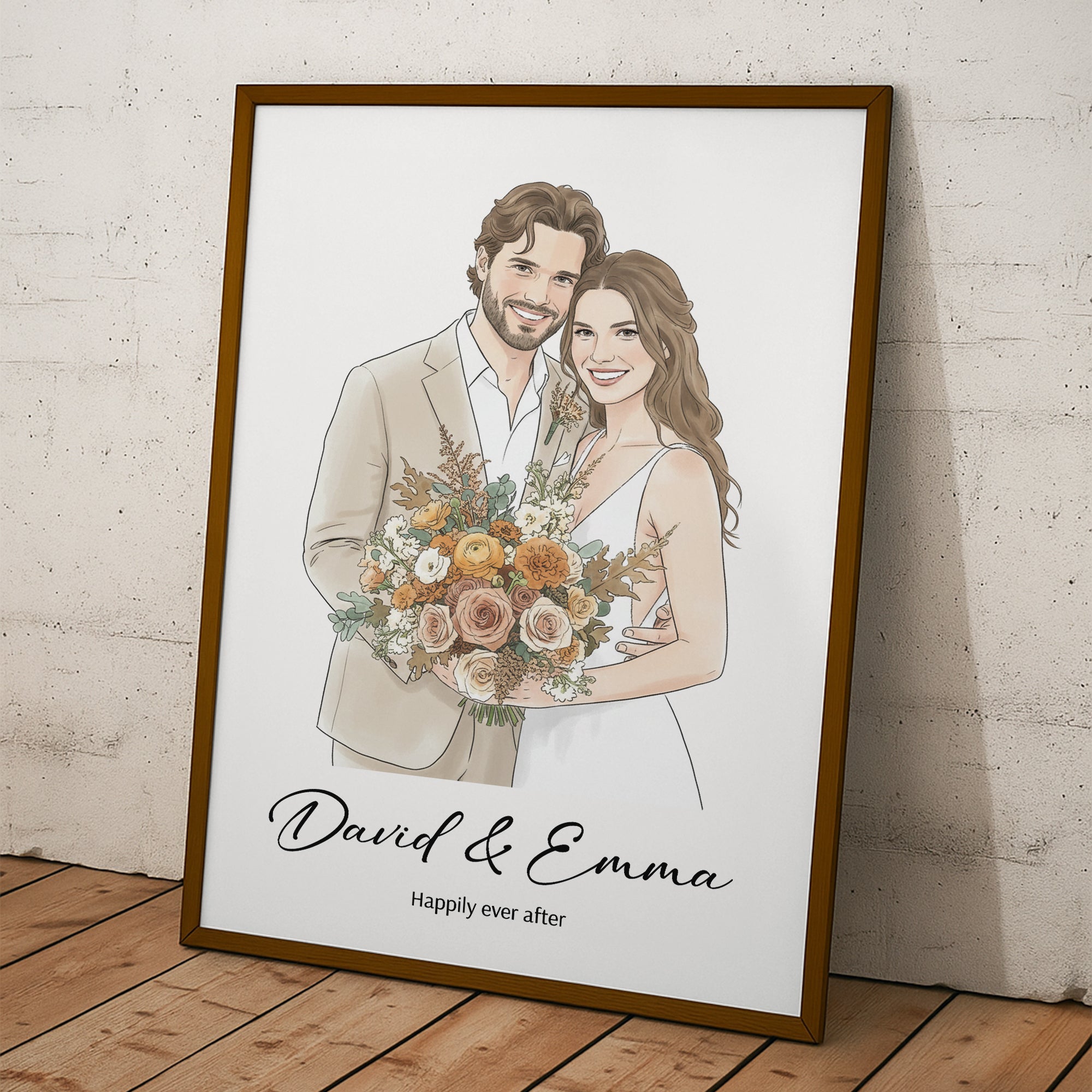 Happily-Ever-After-Wedding-Anniversary-Gift-For-Her-Him-Watercolor-Art-Personalized-Poster-4